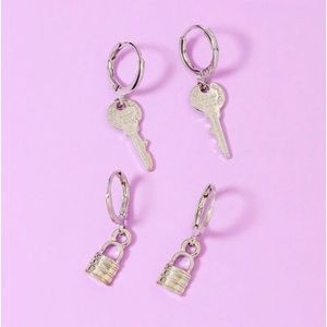 NWOT BFF Goth Punk Kinky fun lock and key earring set 2 pairs ( small)